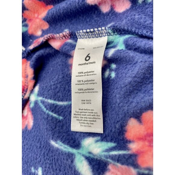 Carter’s Infant Girl Fleece Zip up Floral Hoodie Vest Jacket 6 Months Soft - Picture 6 of 6